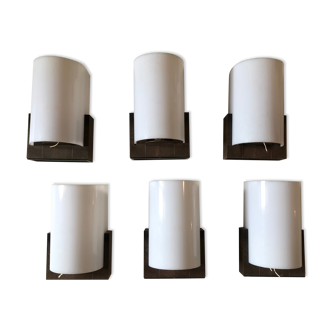 Suite of 6 plexis wall lamps, Italian design around 1970