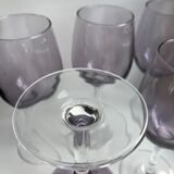 set of 5 wine glasses in purple bubble glass 70s