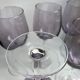 set of 5 wine glasses in purple bubble glass 70s