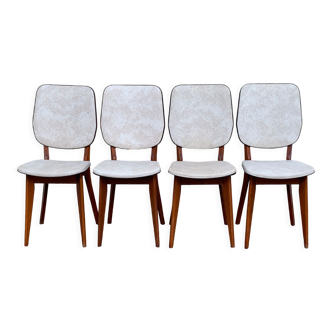 Scandinavian chairs skaï and wood 1950