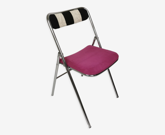 Chaise pliante chromée années 70 couleurs