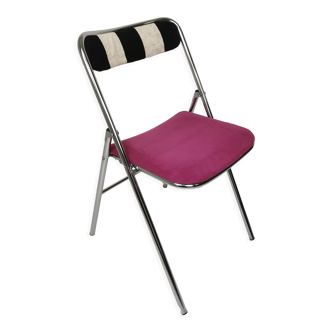 Chaise pliante chromée années 70 couleurs