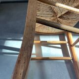 Straw and wood farm chair