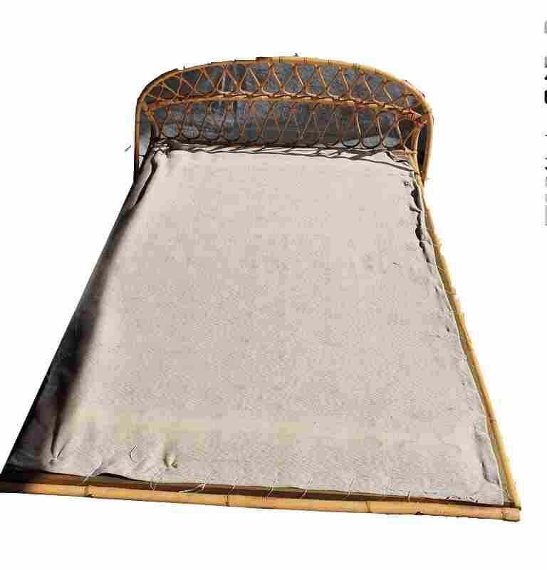 Rattan bed 2 people with metal box spring