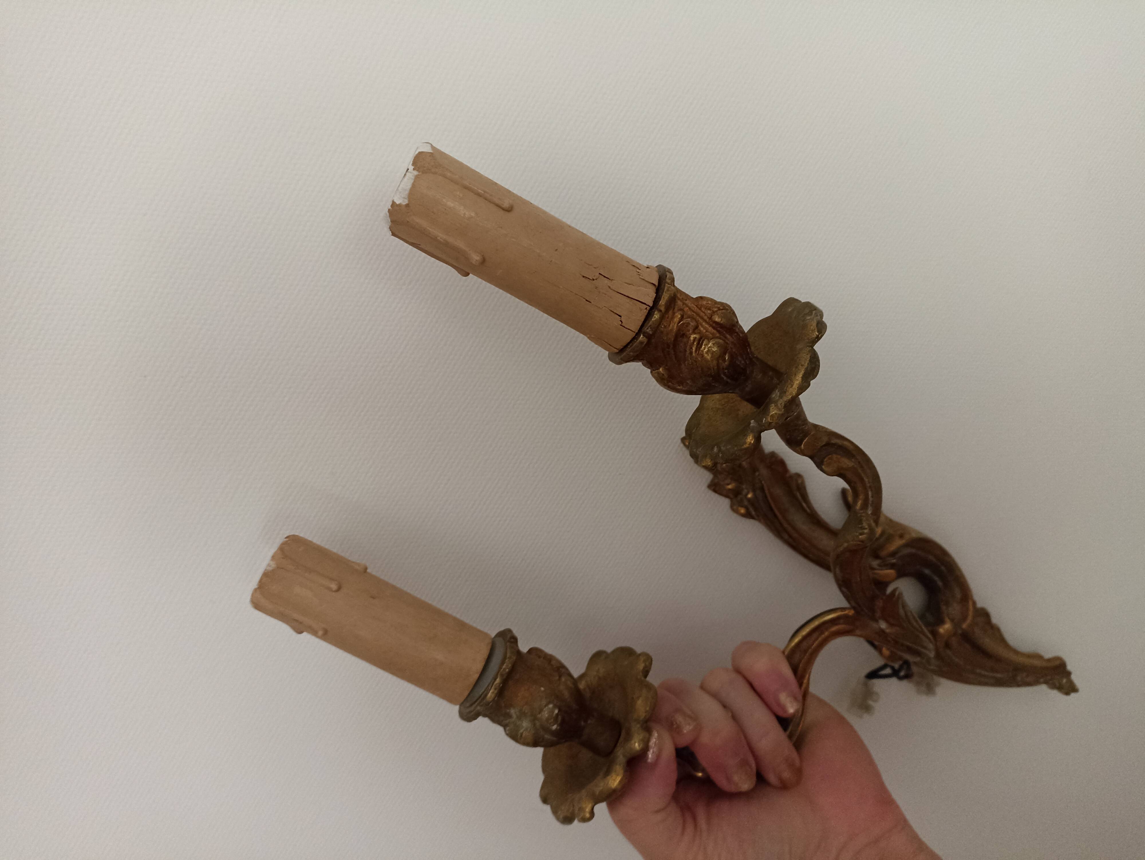 Brass candlestick wall lamps