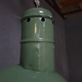 Old industrial enamel lamp in green