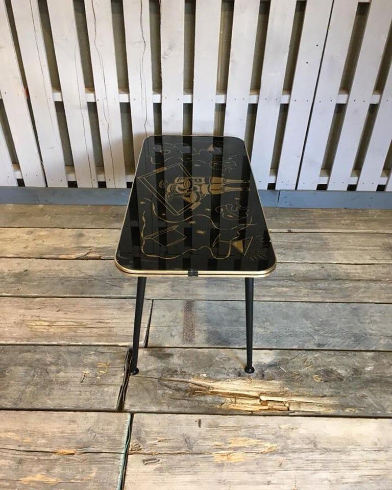 Vintage retro coffee table with black dansette legs