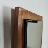 Scandinavian bevelled mirror in 60s teak 37x77cm