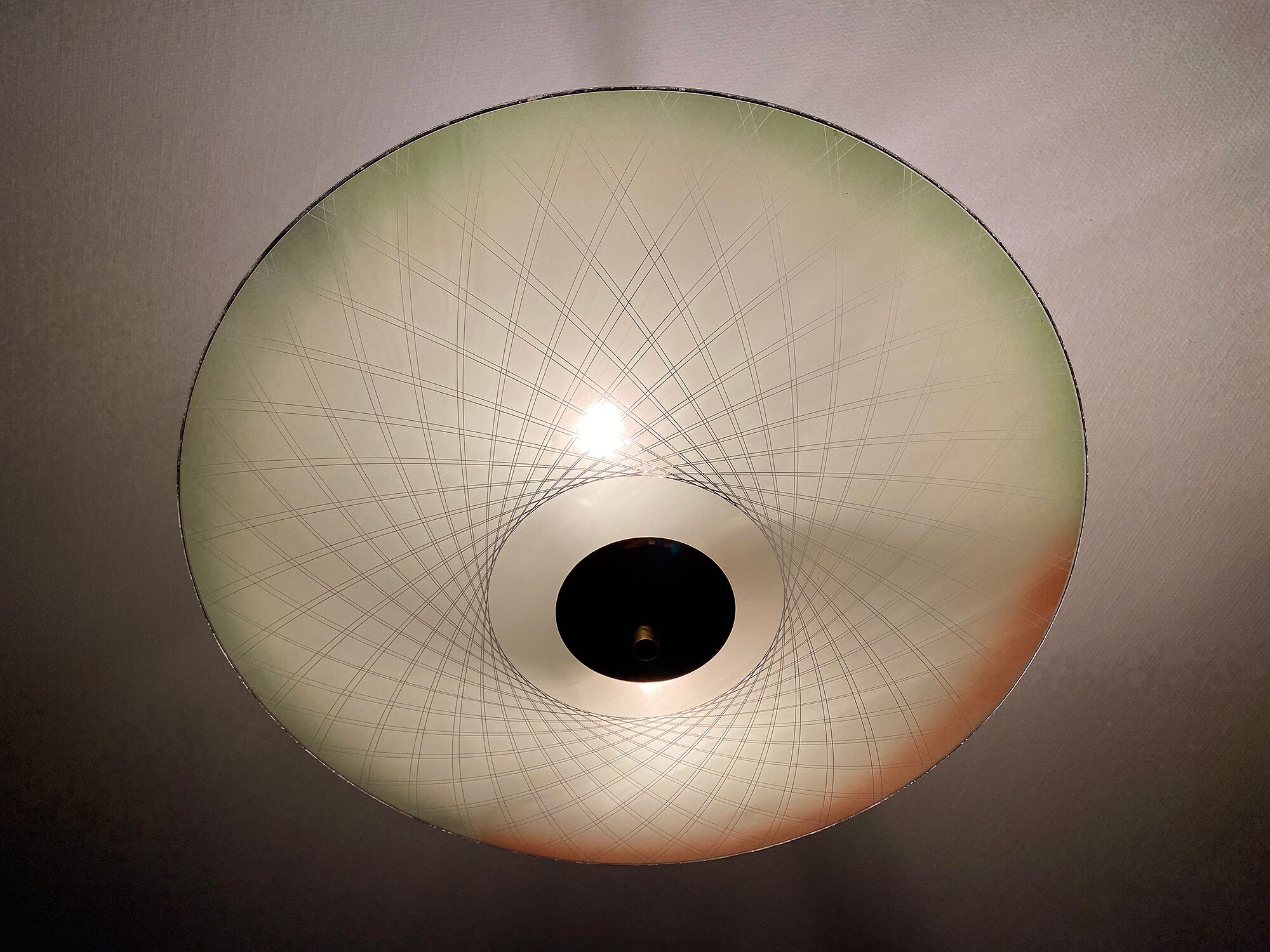 Vintage pendant lamp, multicolored glass, 50s