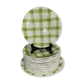 Vintage service 17 plates + 1 dish Motif Nappe . Faience Orchies Moulin des loups France