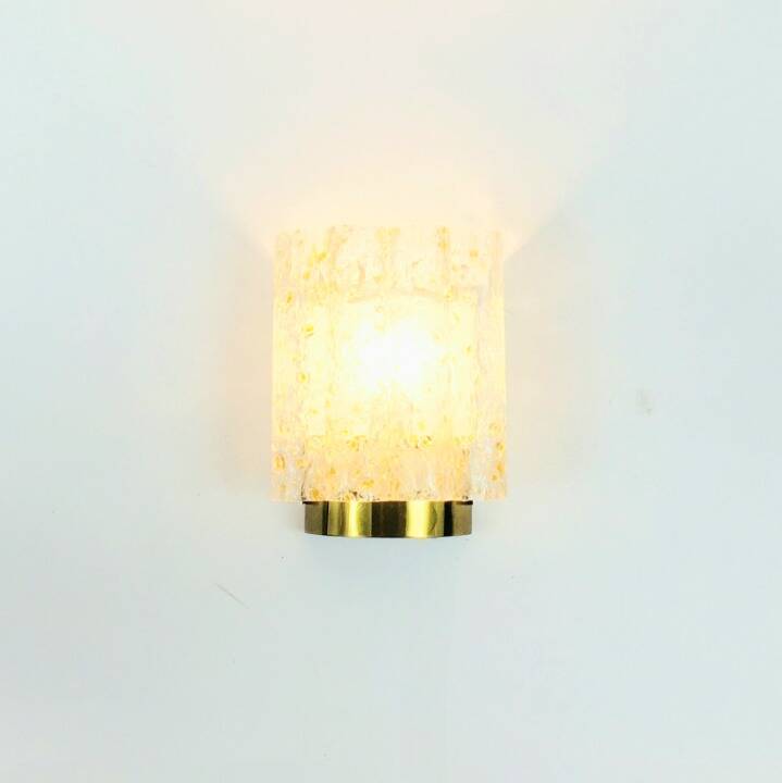 Mid-Century Ice Glass Wall Light from Doria Leuchten, Germany, 1960s