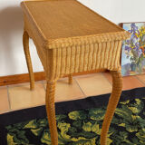 Rattan console desk with curved legs, 1970s