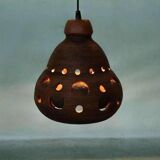 Suspended Japandi lamp in ceramic from the 60s/70s, vintage boho lamp.