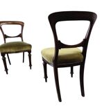 Set of 2 Victorian Balloon Back Chairs with Green Seats