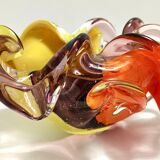 Grand cendrier/vide-poche en verre de Murano polychrome, attribué à Toso, Italie