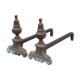 Vintage fireplace channels, cast-cast and bronze chenets