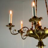 Gilded wood and brass chandelier, Central Europe circa 1900