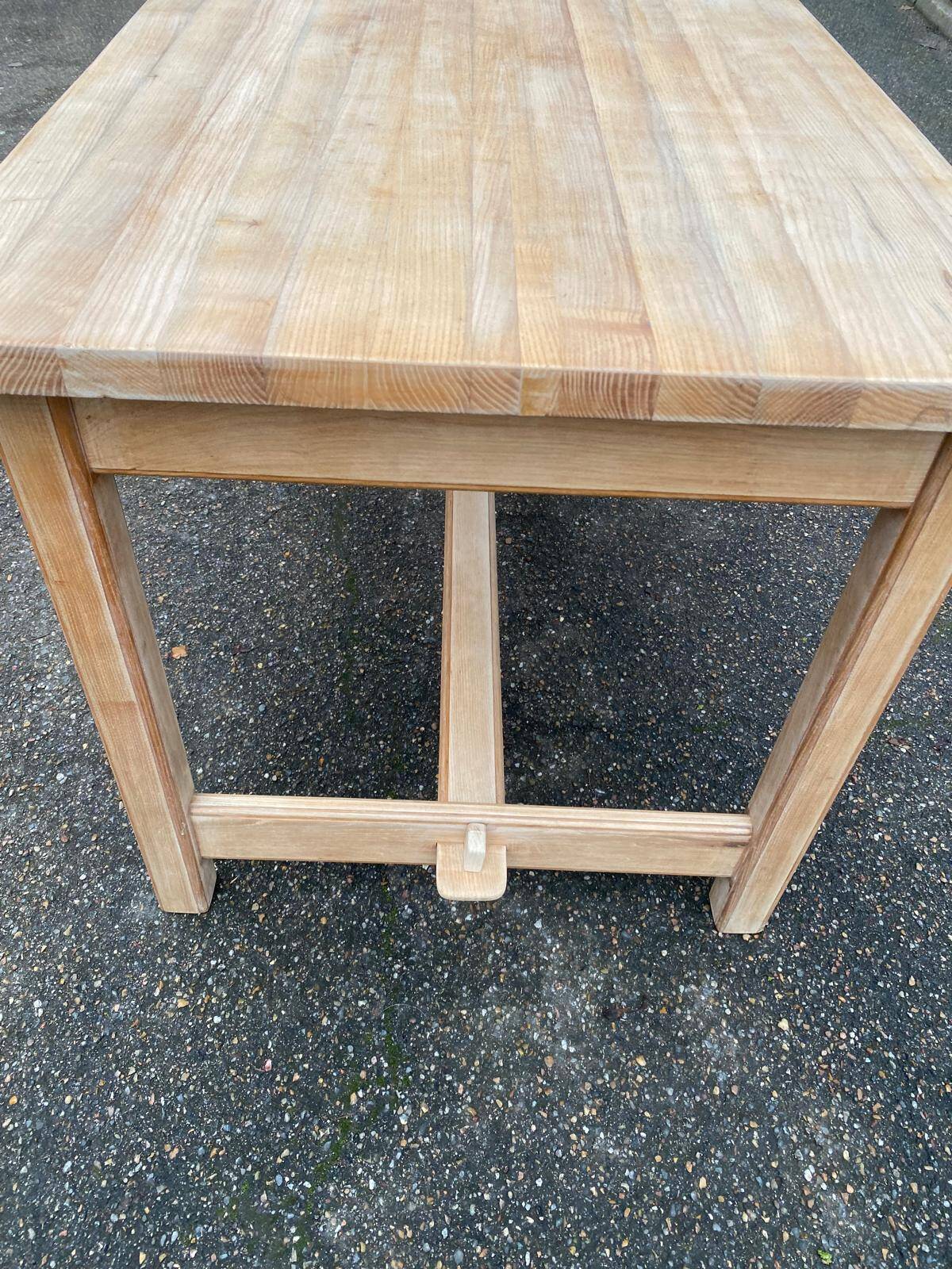 Renovated extendable farmhouse dining table in solid oak, 1950, 200cm.