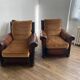 Pair of english leather club armchairs 1930 30 art deco