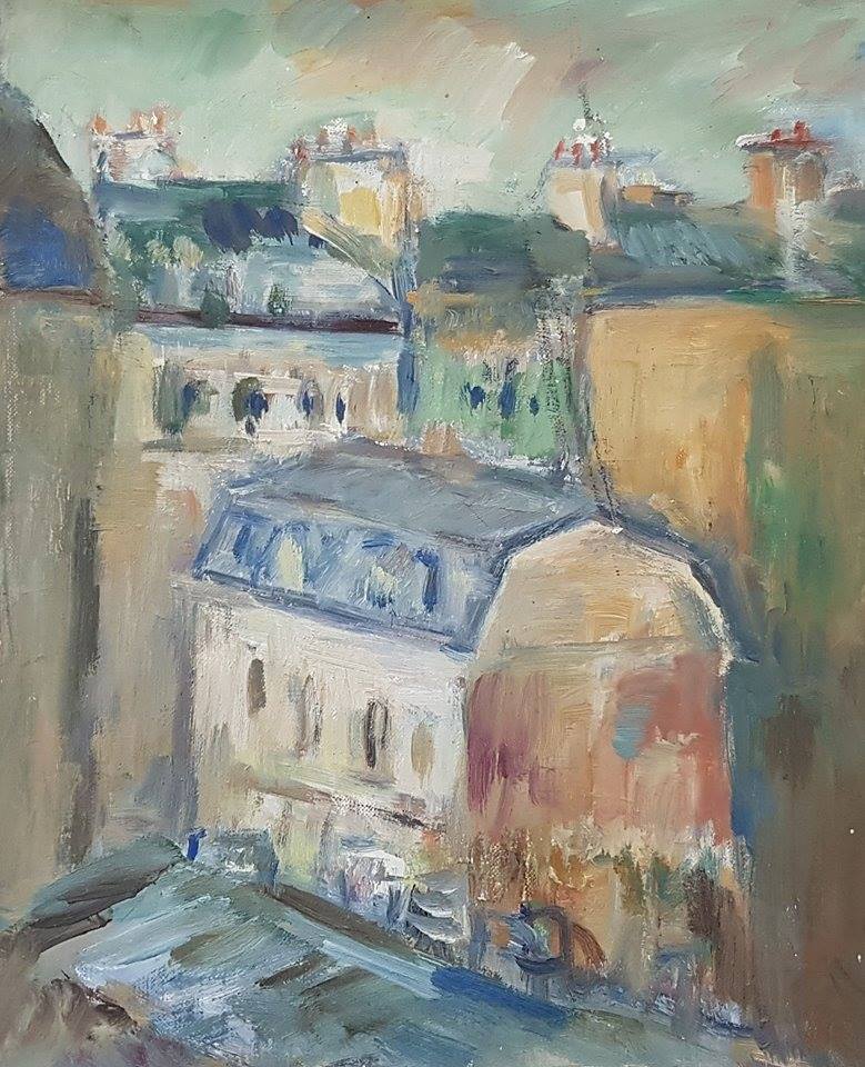 Painting by Nagao Usui "The roofs of Paris"