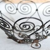 Vintage black metal basket with swirls – Decorative wire salad bowl