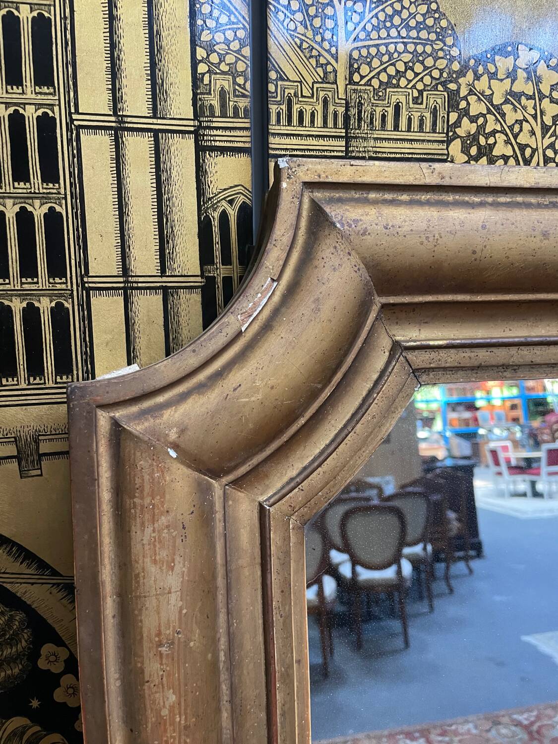 Louis Philippe Gendarme mirror with gold leaf