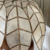 Mother-of-pearl and olive wood lamp