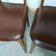 Suite de 6 chaise bois skaï marron brus vintage année 50 - 60