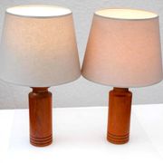 Large mid-century modern Danish teak table lamps, set of 2