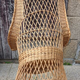 Rattan high back armchair, vintage, 60s