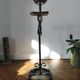 Meuble d'appoint, cendrier brutaliste en fer forgé et bois