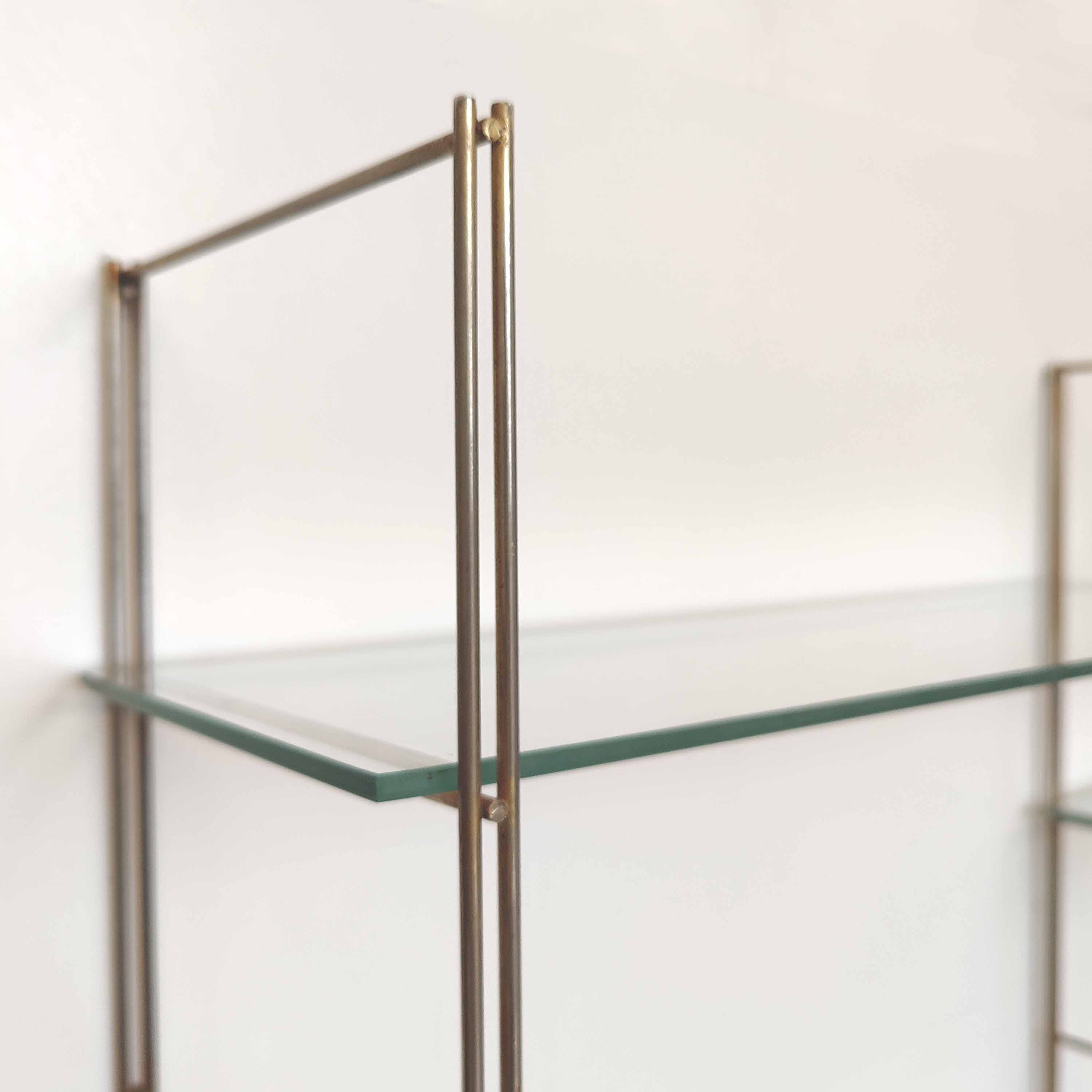 Metal and glass wall shelf