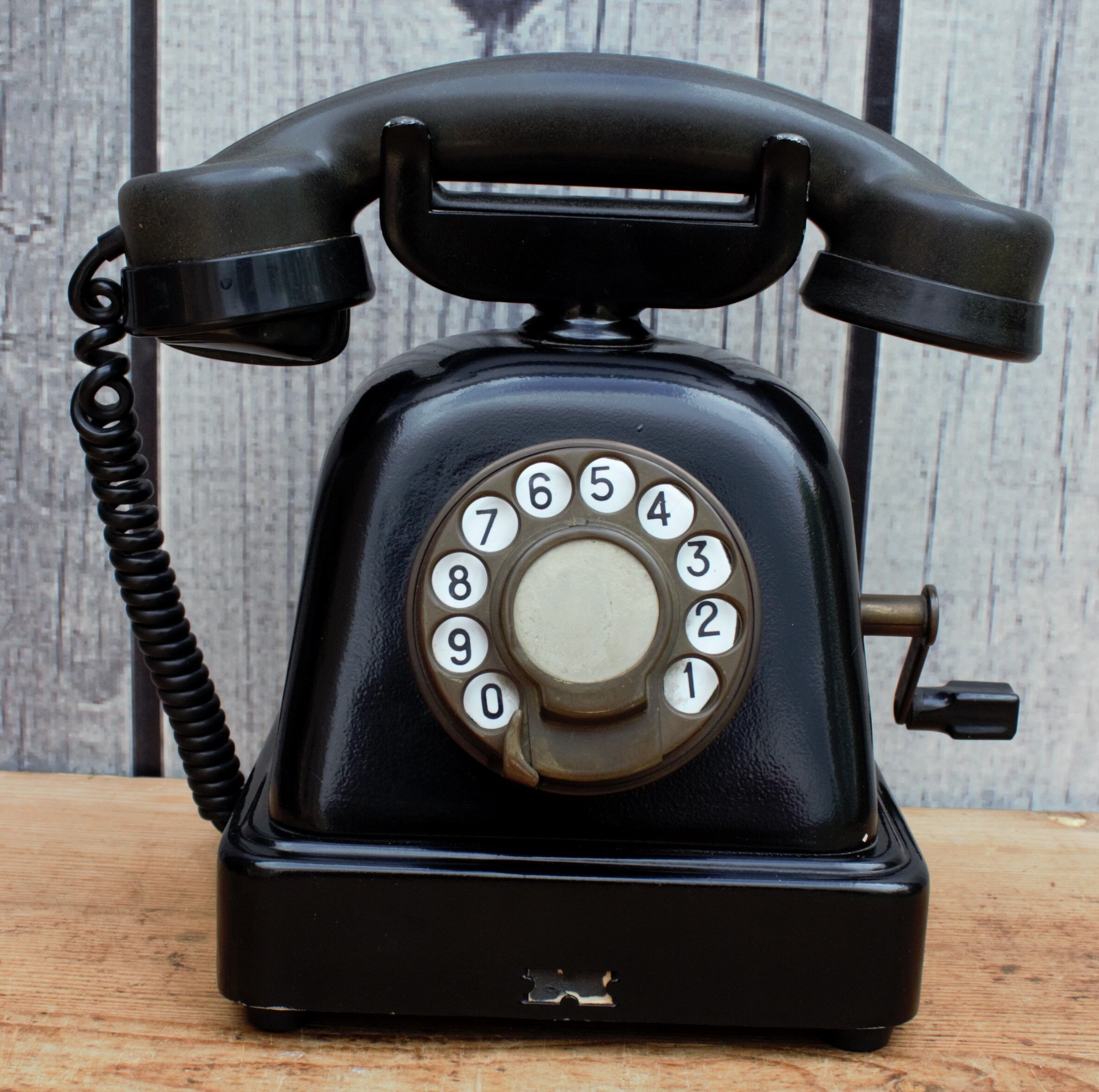 Vintage black decorative phone, industrial style, loft
