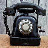 Vintage black decorative phone, industrial style, loft