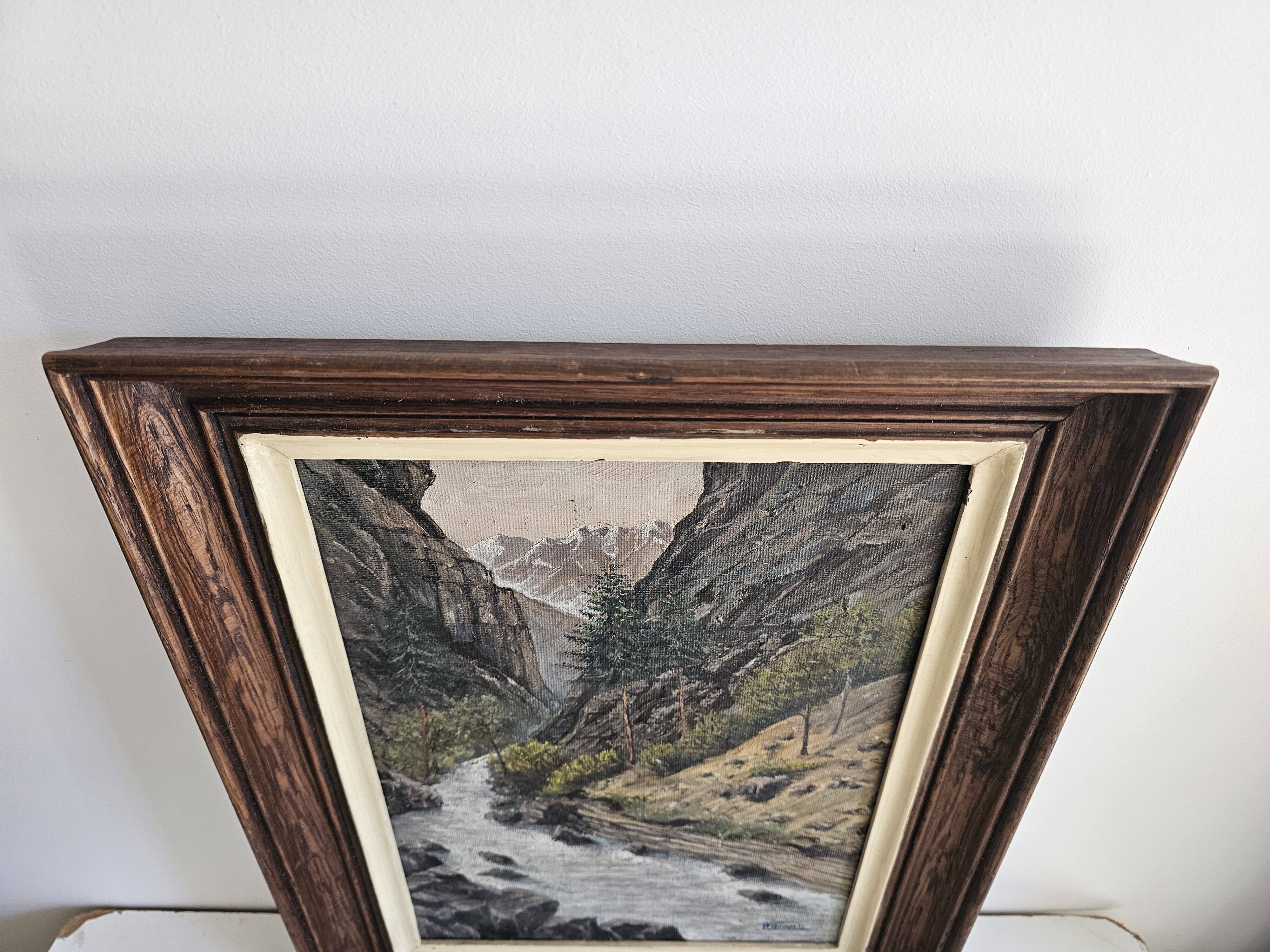 Oil on Canvas Painting Landscape Gorges of Queyras Hautes Alpes signed V Pida