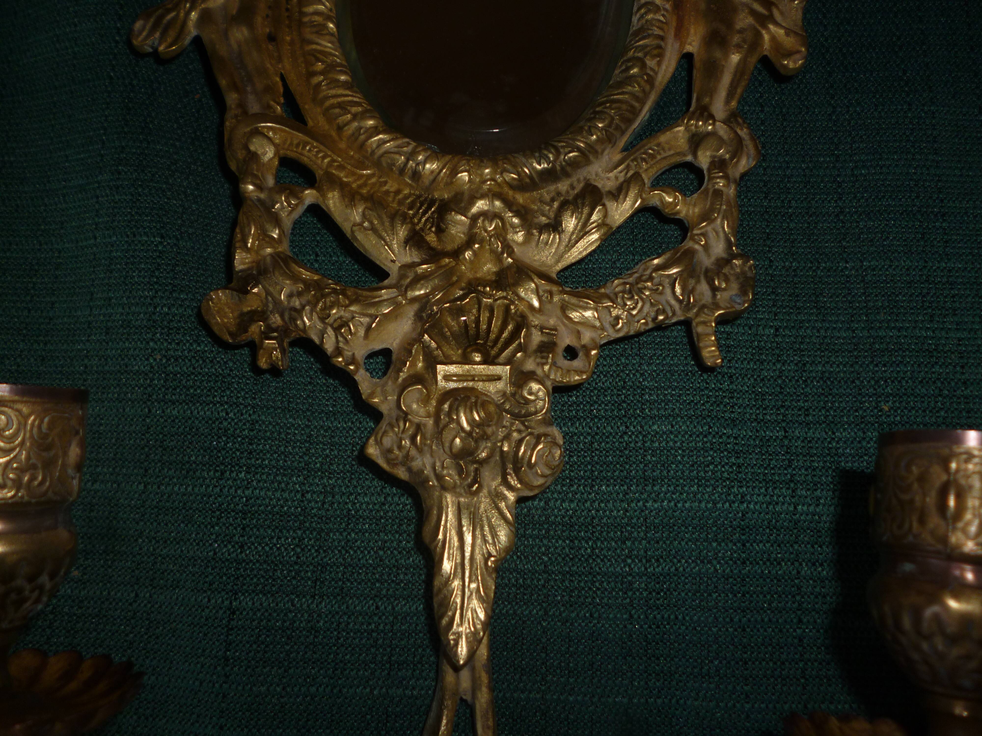 Paire d'appliques bronze avec miroir biseauté XIXème