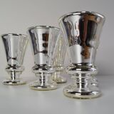 Set of six Amalgam Glass Goblets, Biedermeier, Peasant Silver, Circa 1860's.