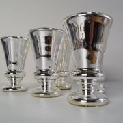 Set of six Amalgam Glass Goblets, Biedermeier, Peasant Silver, Circa 1860's.