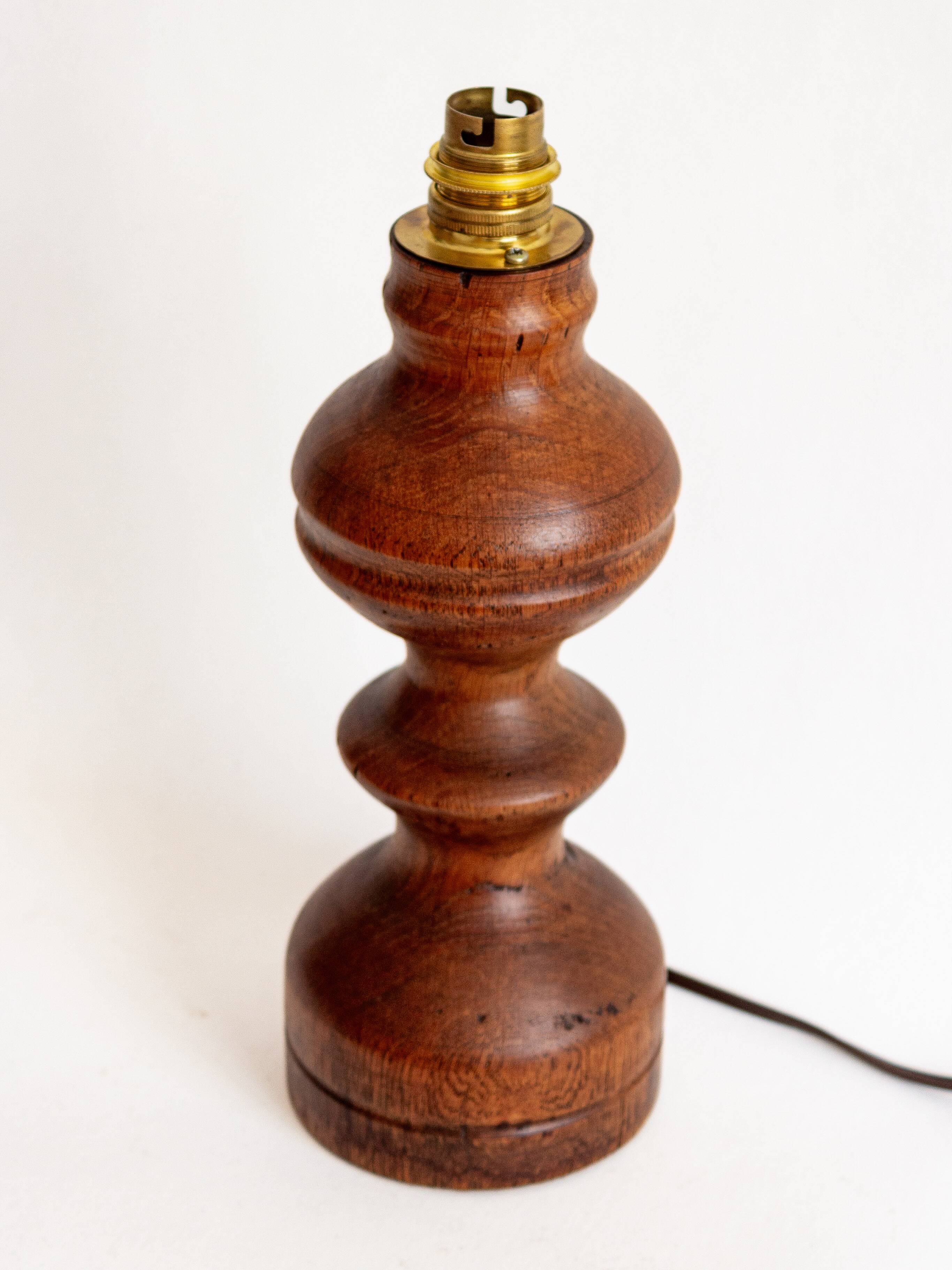 2 turned wooden lamp bases, 1940s-1960s