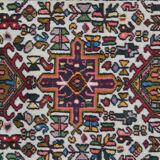 Vintage Persian Runer Rug Ivory Geometric Traditional Tribal Carpet - 80x442cm