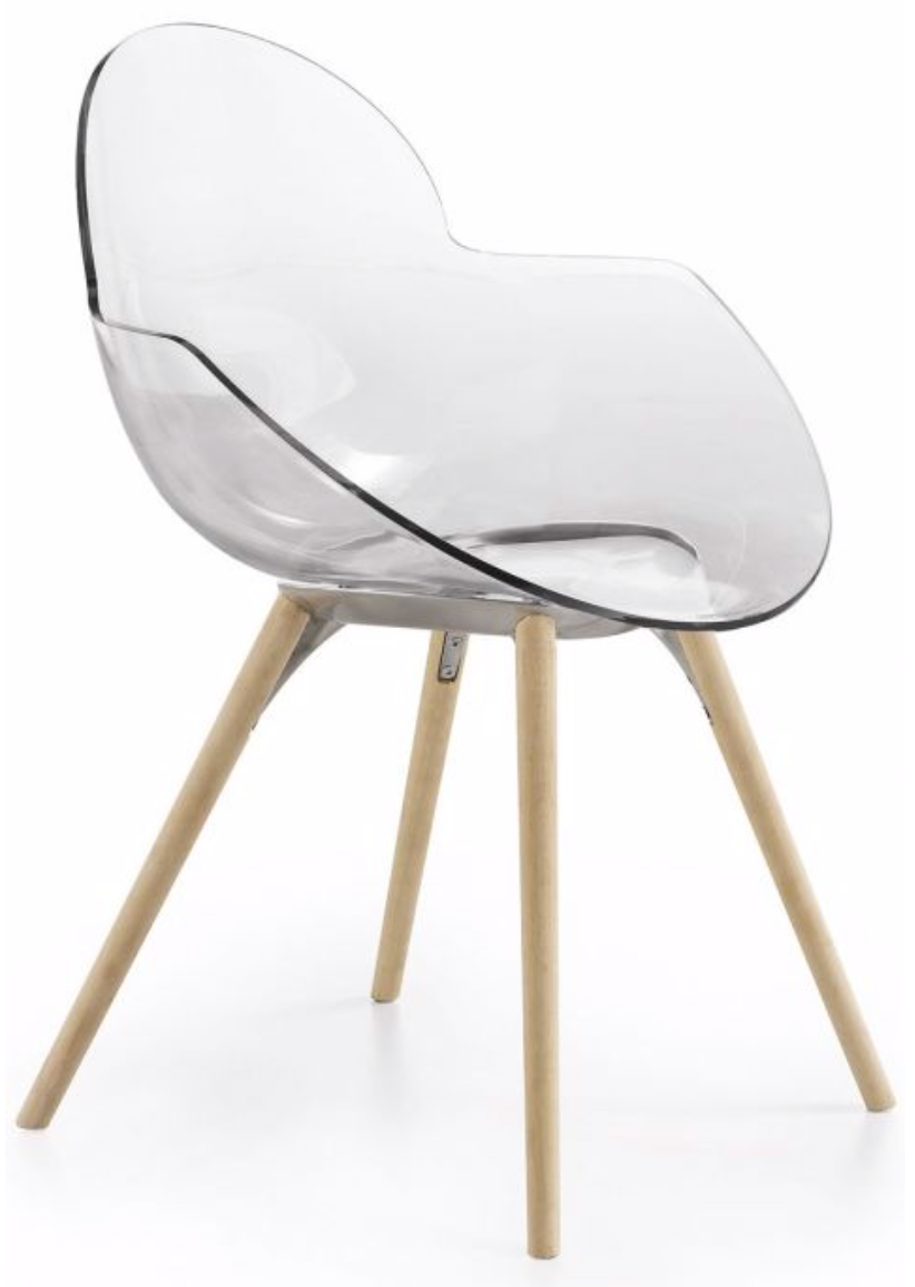 Suite of 6 chairs, wooden cookie legs, design Studio Zetass, Infiniti