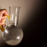 Carafe en verre bullé - anse jaune citron