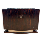 Buffet Art Déco en Macassar, Marbre et Chrome, France, 1930