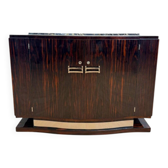 Art Deco Sideboard in Macassar, Marble & Chrome, France, 1930