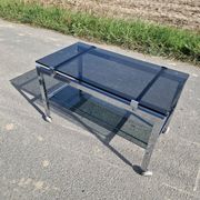 Table basse des années 1970 en chrome et verre fumé