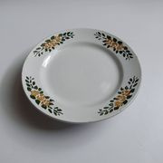 Plat rond à pied ancien signé Labrut frères fleurs