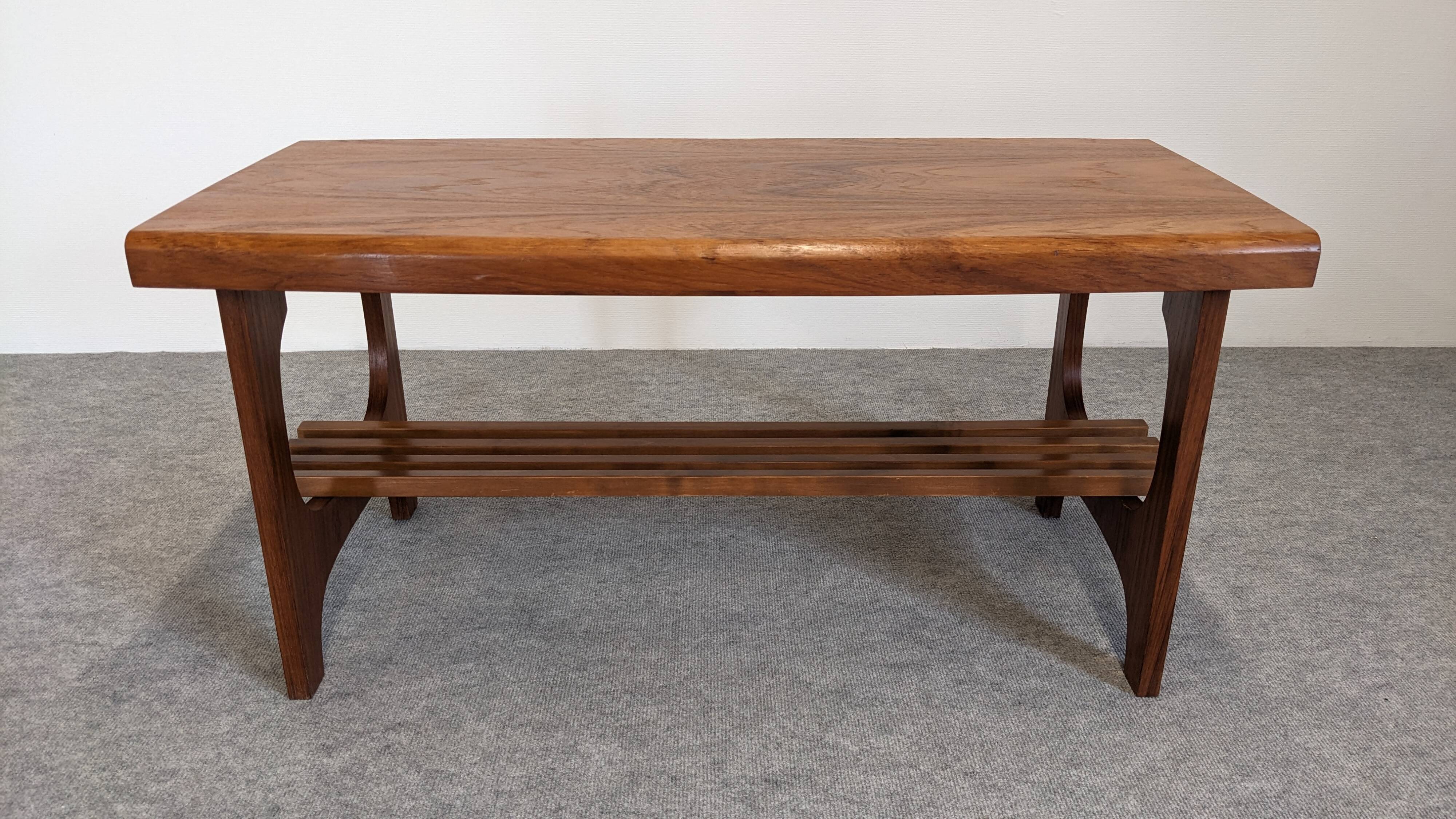 Scandinavian teak coffee table with magazine rack, Sweden circa 1960.