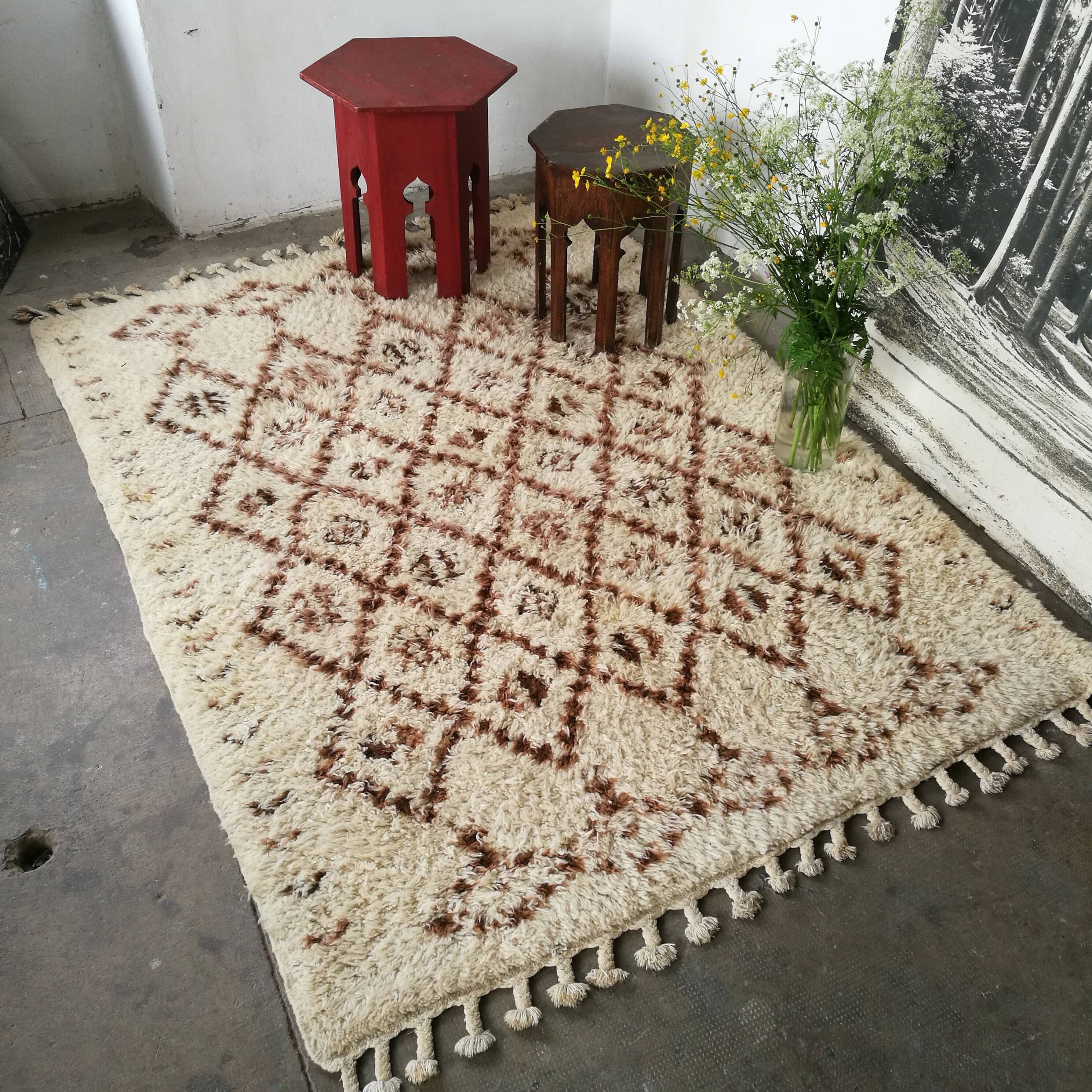 Berber carpet, 200cm x 145cm, diamond pattern, ethnic
