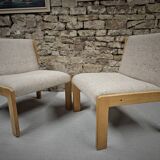 Pair of 1970s loop wool lounge chairs