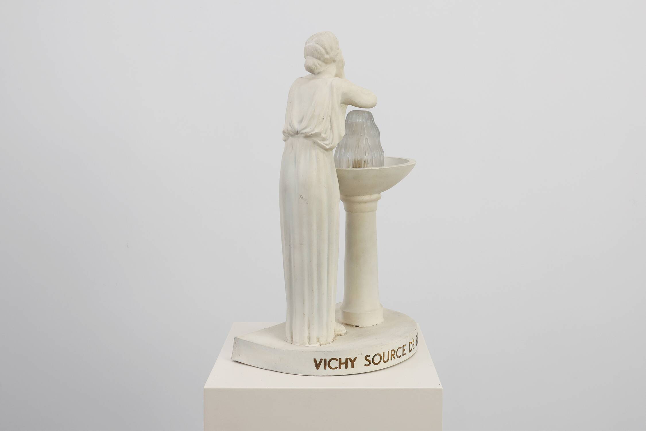 Art Deco Vichy Advertising Lamp in Plaster, Belgium 1930s
